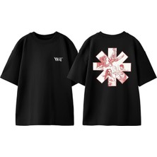 Red Hot Chili Peppers 7 Tasarım Sırt Baskılı Pamuk Siyah Oversize T-Shirt