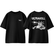 Ultrakill 2 Tasarım Sırt Baskılı Pamuk Siyah Oversize T-Shirt