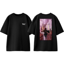 Attack On Titan Hanjı Tasarım Sırt Baskılı Pamuk Siyah Oversize T-Shirt