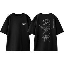 Neon Genesis Evangelion 10 Tasarım Sırt Baskılı Pamuk Siyah Oversize T-Shirt