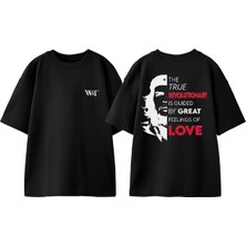 Che Guevara 3 Tasarım Sırt Baskılı Pamuk Siyah Oversize T-Shirt