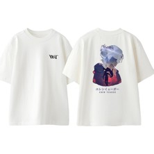 Attack On Titan 40 Tasarım Sırt Baskılı Pamuk Beyaz Oversize T-Shirt
