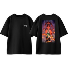 Attack On Titan Gigantic Tasarım Sırt Baskılı Pamuk Siyah Oversize T-Shirt