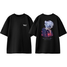 Attack On Titan 40 Tasarım Sırt Baskılı Pamuk Siyah Oversize T-Shirt