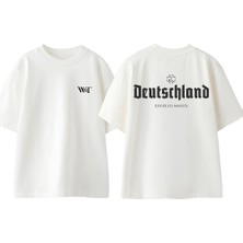 Rammsteın Deutschland Tasarım Sırt Baskılı Pamuk Beyaz Oversize T-Shirt