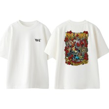 Guns N Roses 15 Tasarım Sırt Baskılı Pamuk Beyaz Oversize T-Shirt