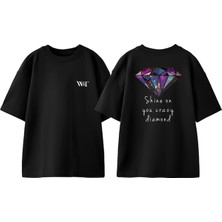 Pink Floyd Shine On You Tasarım Sırt Baskılı Pamuk Siyah Oversize T-Shirt
