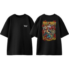 Guns N Roses 15 Tasarım Sırt Baskılı Pamuk Siyah Oversize T-Shirt