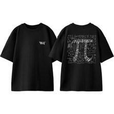 Matematik Pi 2 Tasarım Sırt Baskılı Pamuk Siyah Oversize T-Shirt