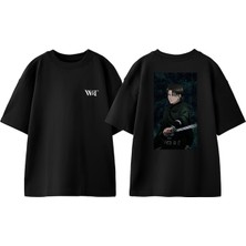 Attack On Titan Levi4 Tasarım Sırt Baskılı Pamuk Siyah Oversize T-Shirt
