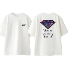 Pink Floyd Shine On You Tasarım Sırt Baskılı Pamuk Beyaz Oversize T-Shirt