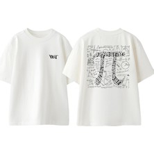 Matematik Pi 2 Tasarım Sırt Baskılı Pamuk Beyaz Oversize T-Shirt