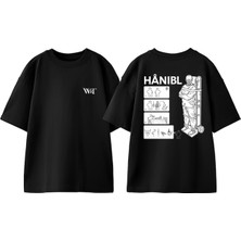 Hannibal Tasarım Sırt Baskılı Pamuk Siyah Oversize T-Shirt