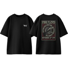 Pınk Floyd Sıkışma Tasarım Sırt Baskılı Pamuk Siyah Oversize T-Shirt