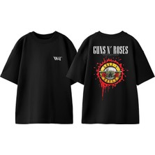 Guns N Roses 27 Tasarım Sırt Baskılı Pamuk Siyah Oversize T-Shirt