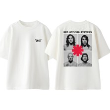 Red Hot Chili Peppers 6 Tasarım Sırt Baskılı Pamuk Beyaz Oversize T-Shirt