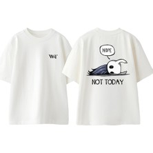 Hollow Knight 3 Tasarım Sırt Baskılı Pamuk Beyaz Oversize T-Shirt