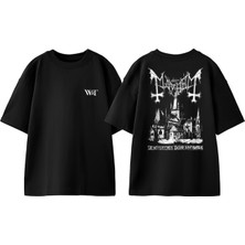 Mayhem 1 Tasarım Sırt Baskılı Pamuk Siyah Oversize T-Shirt