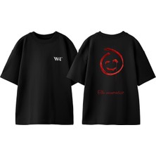 Red John The Mentalist 3 Tasarım Sırt Baskılı Pamuk Siyah Oversize T-Shirt