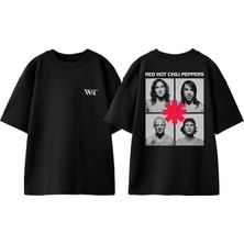 Red Hot Chili Peppers 6 Tasarım Sırt Baskılı Pamuk Siyah Oversize T-Shirt