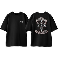 Guns N Roses 23 Tasarım Sırt Baskılı Pamuk Siyah Oversize T-Shirt