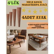 38CM 4'lük Ham-Meşe Boyalı Konik Masa Ayakları