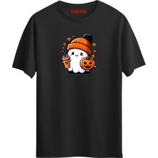 Halloween Pumpkin Ghost Print Funny Crewneck T-Shirt, Erkek Tişört, Kadın Tişört, Unisex T-Shirt