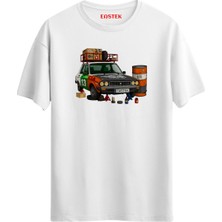 Eastek R12 Unisex Yazılı Baskılı T-Shirt %100 Pamuk Kısa Kol Günlük Rahat Kullanım Beyaz