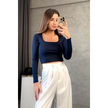 Kadın Kare Yaka Uzun Kol Bluz 21650