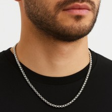 Gümüş Renk Iç Içe Geçmeli Arnavut Asansör Unisex Erkek Çelik Kolye