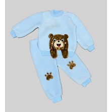Diji Baby 1-2-3 Yaş Sallanan El Ayıcıklı Kuzu Kumaş Sweat Patili Pantolon Uzun Kollu Kız Erkek 2 Li Takımı