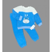 Diji Baby 1-2-3 Yaş Ponponlu Zürafa Desenli Kuzu Kumaş Uzun Kollu 2li Kız Erkek Çocuk Takımı