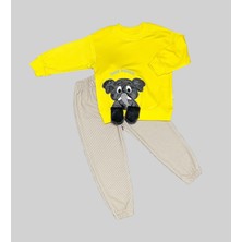 Diji Baby 1-2-3 Yaş Filli Sallanan Ayak Desenli Likra Penye Kumaş Sweat Pantolonlu Kız Erkek 2li Çocuk Takımı