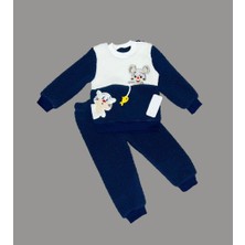 Diji Baby 1-2-3 Yaş Sallanan Balık Nakışlı Kuzu Kumaş Sweat Pantolon Uzun Kollu Kız Erkek 2 Li Takımı