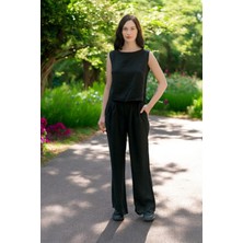 Barbora Keten Günlük Kolsuz Şık Rahat Alt Üst Kadın Takım