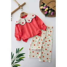 Miniğimin Cicileri Çilek Desenli Kız Çocuk Mevsimlik takım - Nar Çiçeği