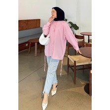 Oversize Gömlek Şeker Pembesi