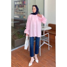 Kol Tünel Ip Detaylı Gömlek Şeker Pembesi