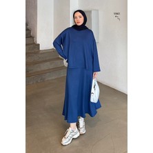 Kristal Kloş Etekli Tesettür Lacivert