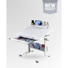 Mini  Standart Çekmeceli Çalışma Masası, Yükseklik Ayarlı Çalışma Masası, Kız-Erkek Çocuk Ekru Ders Çalışma Masası