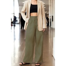 Beli Bağcıklı Yazlık Şık Keten Pantolon