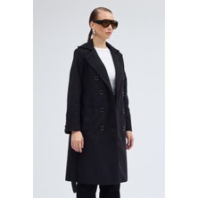 Aksesuarlı Kaşe Kaban Kemer Detaylı