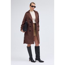 Kemer Detaylı Aksesuarlı Kaşe Kaban