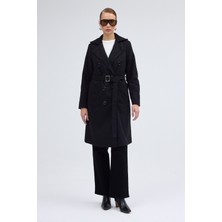 Aksesuarlı Kaşe Kaban Kemer Detaylı