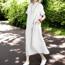 Keten Tam Boy Yazlık Elbise