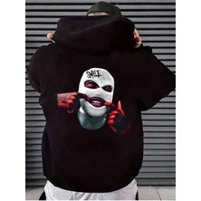 Unisex Kadın Erkek Kapüşonlu Kanguru Cepli Oversize Sweatshirt Hoodie Smile