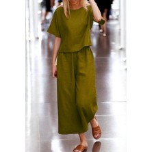 Kısa Kollu Alt Üst Keten Takım