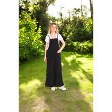 Yazlık Bol Kesim Askılı Keten Tulum