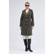 Kemer Detaylı Aksesuarlı Kaşe Kaban