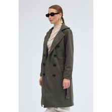 Kemer Detaylı Aksesuarlı Kaşe Kaban